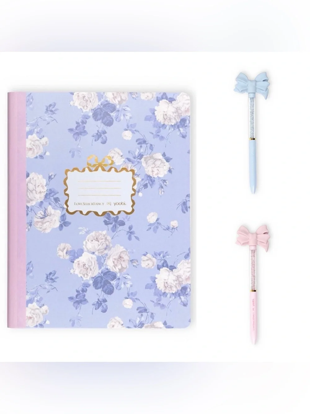 Bundle! LoveShackFancy x Target - Yoobi bundle composition book & bow pens
